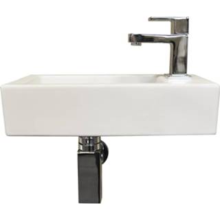 👉 Fontein wit Boss & Wessing Rinka 36,5x18x9 cm Kraangat Rechts Mat 8719304522294