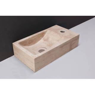 👉 Fontein beige Forzalaqua Venetia Travertin Gezoet Zonder Kraangat Rechts 40x22x10 cm 8719304696841