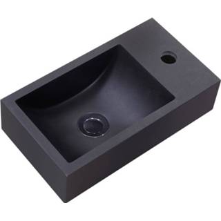 👉 Fontein zwart mat Sanilux Quartz Recto 40x22x10 cm (kraangat rechts) 8719304524489