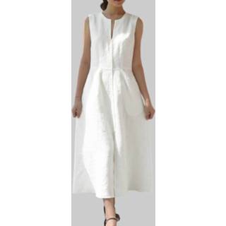 Sleeveless s|m|l|xl|2xl|3xl|4xl cotton vrouwen Lace Patch Round V-neck Sleeveles Dress With Belt