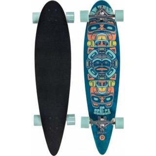 👉 Longboard zwart blauw hout unisex geen taal Playlife Seneca 97 x 23 cm zwart/blauw 4040333541470