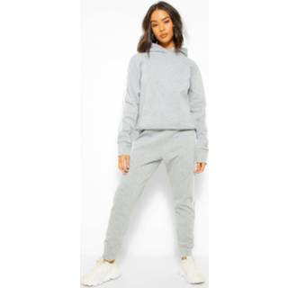👉 Hooded Fleece Side Stripe Tracksuit, Grey Marl