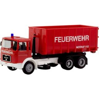 👉 Herpa 310963 H0 MAN F8 rolcontainer-vrachtwagen „brandweer”