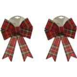 👉 Kerstboom 2x pieken grote strik geruit 33 cm