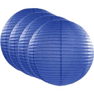 👉 Lampion blauw 12x stuks luxe bol lampionnen donker 35 cm