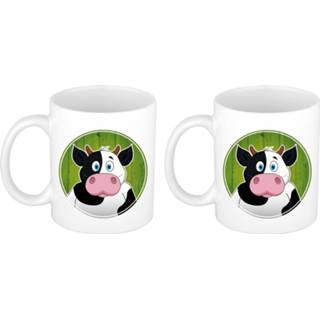 👉 Koffiemok kinderen Voordeelset van 2x stuks koe print theebeker / 300 ml