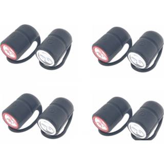 👉 Fietslamp 4x Fietslampjes fietsverlichting set waterdicht voorlicht / achterlicht 3 LEDs