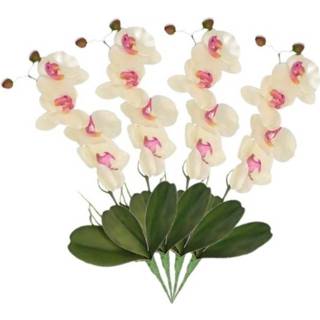 👉 Kunstplant wit roze Set van 4x stuks wit/Roze Orchidee/Phalaenopsis takken 44 cm voor binnen