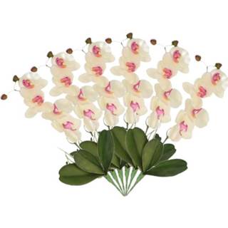 👉 Kunstplant wit roze Set van 6x stuks wit/Roze Orchidee/Phalaenopsis takken 44 cm voor binnen