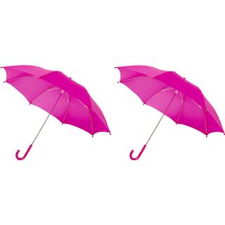 👉 Stormparaplu magenta roze kinderen Set van 2x storm paraplus voor 77 cm doorsnede fuchsia
