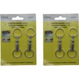 👉 Sleutelhanger metaal zilver 4x Sleutelhangers / key snaps met sleutelringen