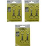 👉 Sleutelhanger metaal zilver 6x Sleutelhangers / key snaps met sleutelringen