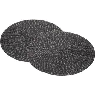 👉 Placemat zwart 10x Ronde placemats/onderleggers met glitter 38 cm