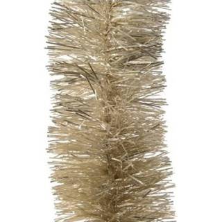 👉 Parel 6x Licht parel/champagne kerstslingers 10 cm breed x 270
