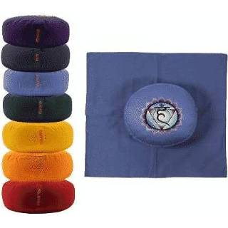 👉 Meditatiekussen active blauw boekweit katoen Yogi & Yogini Rond - 5e Chakra Set + Mat