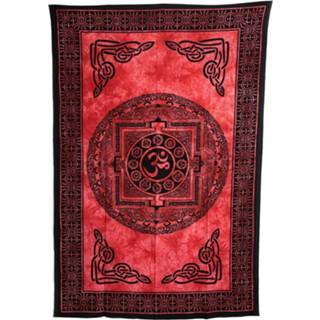 👉 Wandkleed rood katoen Authentiek Chakra Cirkel OHM (215 x 135 cm) 7448139544560