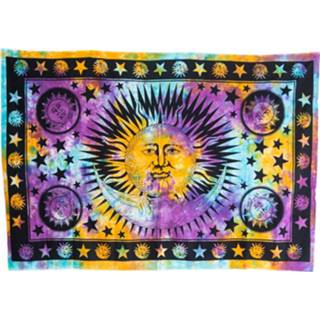 👉 Wandkleed katoen Authentiek met Kleurrijke Zon & Maan (215 x 135 cm) 7448143256299