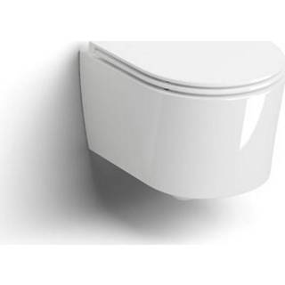 Zitting wit keramiek spoel be hangend toilet rond Clou InBe 1 Wandtoilet 48cm Incl Met Deksel Soft Closing En Quick Release Systeem Glanzend 36.5x48x38.1cm 8719304699347