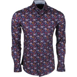 👉 Overhemd l male blauw mannen New Republic Marco cassette heren design modern fit met bloemen 8720086117875