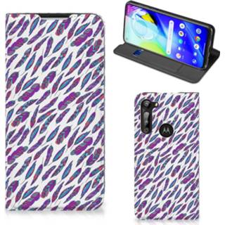 👉 Motorola Moto G8 Power Hoesje met Magneet Feathers Color 8720215758221