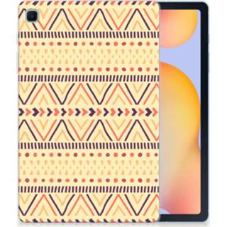 👉 Geel Samsung Galaxy Tab S6 Lite Hippe Hoes Aztec Yellow 8720215780062