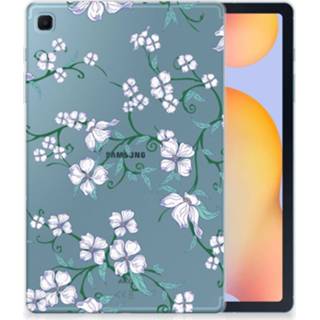 👉 Siliconen hoesje wit Samsung Galaxy Tab S6 Lite Uniek Blossom White 8720215370249