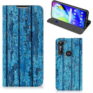 Portemonnee blauw Motorola Moto G8 Power Book Wallet Case Wood Blue 8720215258899