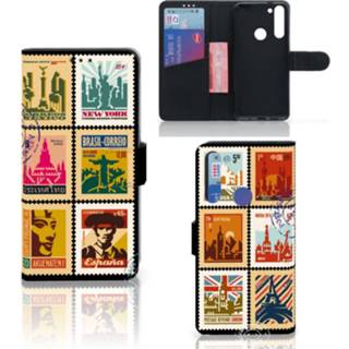 👉 Flipcover Motorola Moto G8 Flip Cover Postzegels 8720215255423