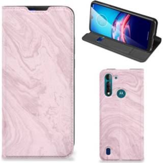 👉 Standcase roze Motorola Moto G8 Power Lite Marble Pink - Origineel Cadeau Vriendin 8720215546552