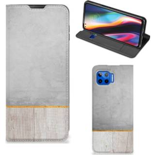 👉 Portemonnee Motorola Moto G 5G Plus Book Wallet Case Wood Concrete 8720215571356