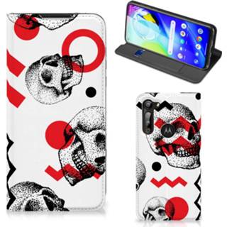 👉 Rood Mobiel BookCase Motorola Moto G8 Power Skull Red 8720215613674