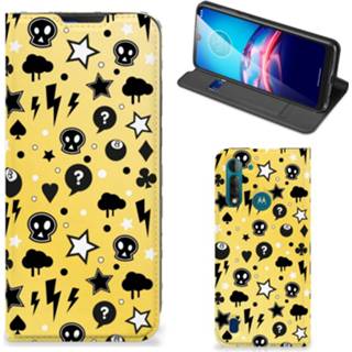 👉 Geel Mobiel BookCase Motorola Moto G8 Power Lite Punk 8720215612561