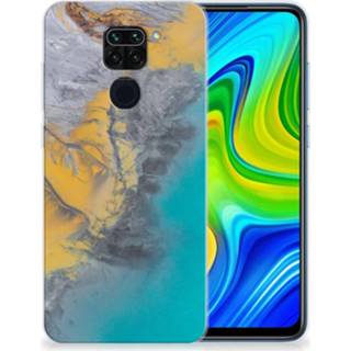 👉 Siliconen hoesje blauw goud Xiaomi Redmi Note9 TPU Marble Blue Gold 8720215614398