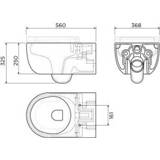 👉 Hangmat keramiek zwart spoel rond hangend toilet hammock Clou Wandtoilet 37x56x33cm Mat versie 56cm 8719304699279