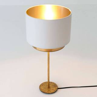 👉 Tafellamp wit goud IJzer a++ Mattia, Perla Silk wit/goud
