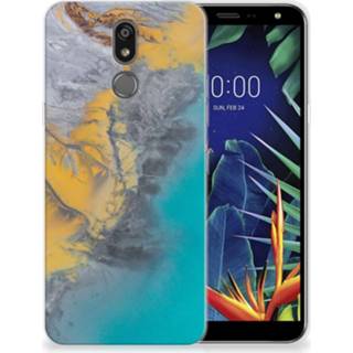 👉 Siliconen hoesje blauw goud LG K40 TPU Marble Blue Gold 8720215859805