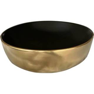 👉 Waskom zwart goud keramiek rond bella SaniGoods 41x13cm mat zwart/goud 6013928218253