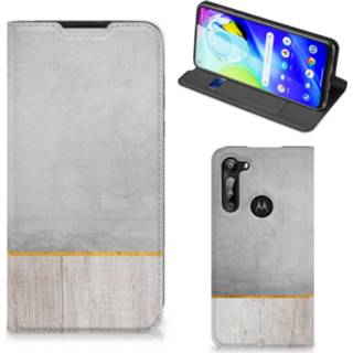 👉 Portemonnee Motorola Moto G8 Power Book Wallet Case Wood Concrete 8720215943894