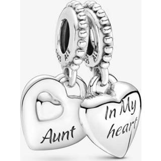 👉 Zilver sterling sterlingzilver unisex vrouwen PANDORA Aunt & Niece Split Heart Dangle Charm, Sieraden, No stone, 799188C00