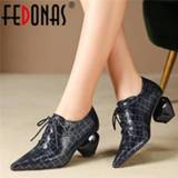 👉 Shoe sheepskin vrouwen FEDONAS Top Quality Print Single Shoes Woman 2021 New Basic Lace Up Pointed Toe Women Pumps Party Office Casual