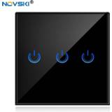 👉 Switch wit NOVSKI touch switch, EU standard, white crystal glass panel, 1/2/3 gang, light Ac220v, wall light, screen