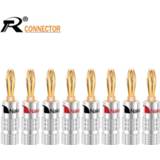 👉 Luidspreker 8pcs Nakamichi BANANA PLUGS 24K Gold-plated 4MM Connector with Screw Lock For Audio Jack Speaker Black&Red