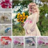 👉 Riem meisjes vrouwen Fashion Girls Women Sash With Elastic Headband Set Chiffon Flower Pregnant Children Belt Maternity Photo Prop