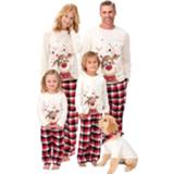 Pyjama Family Matching Xmas Pyjamas Set Long Sleeve Elk Blouse Plaid Pants Sleepwear Clothes Christmas