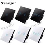 👉 Switch wit Szaoju touch EU standard white crystal glass panel light Ac110-220v 1gang 1 way ，wall lamp