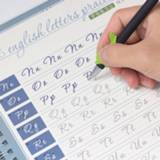 👉 Copybook 2Pcs English Reusable Groove Calligraphy Boot Method Alphabet Words Letters Practice with Pen Refills Set for Beginners