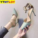 👉 Shoe vrouwen Pumps Women Shoes New Thin Heels Pointed Toe Rivet High Ladies Sexy Wedding Party Office Hot Gladiator Summer Rome Chaussure