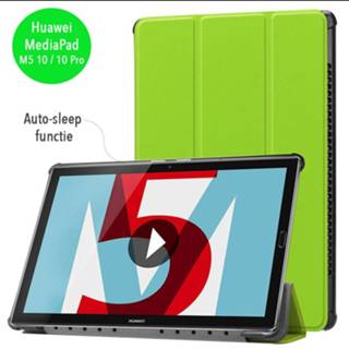 👉 Groen kunstleer stand flip hoes 3-Vouw sleepcover - Huawei MediaPad M5 10.8 inch / Pro 9145425530839
