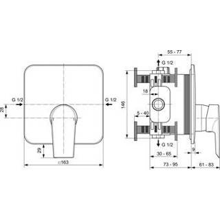 👉 Inbouw douchekraan chroom Ideal Standard Tesi afbouwdeel v. 16.3x16.3cm inbouwdeel EASY-box 4015413338493