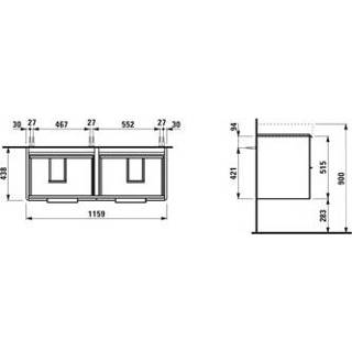 👉 Wastafelonderbouwkast s base Laufen for Pro m. 4 laden v. wastafel H814966 116x44x53cm glanswit 7612738913045